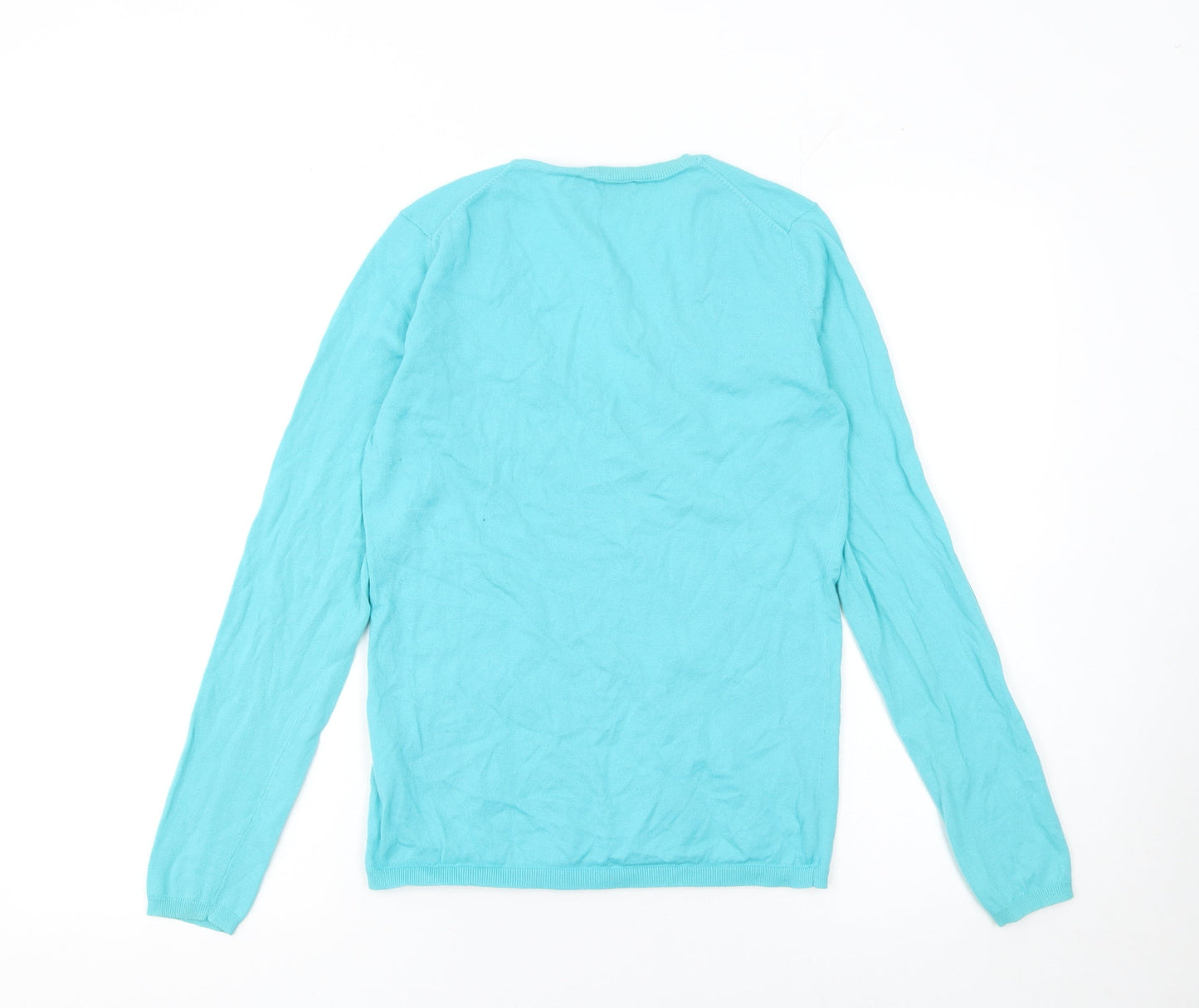 Tommy Hilfiger Women's Blue V-Neck Cotton Jumper Size S