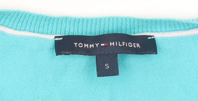 Tommy Hilfiger Women's Blue V-Neck Cotton Jumper Size S