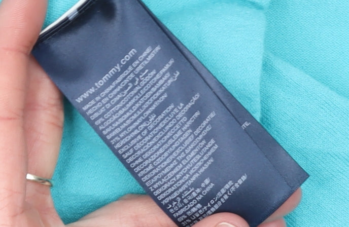 Tommy Hilfiger Women's Blue V-Neck Cotton Jumper Size S