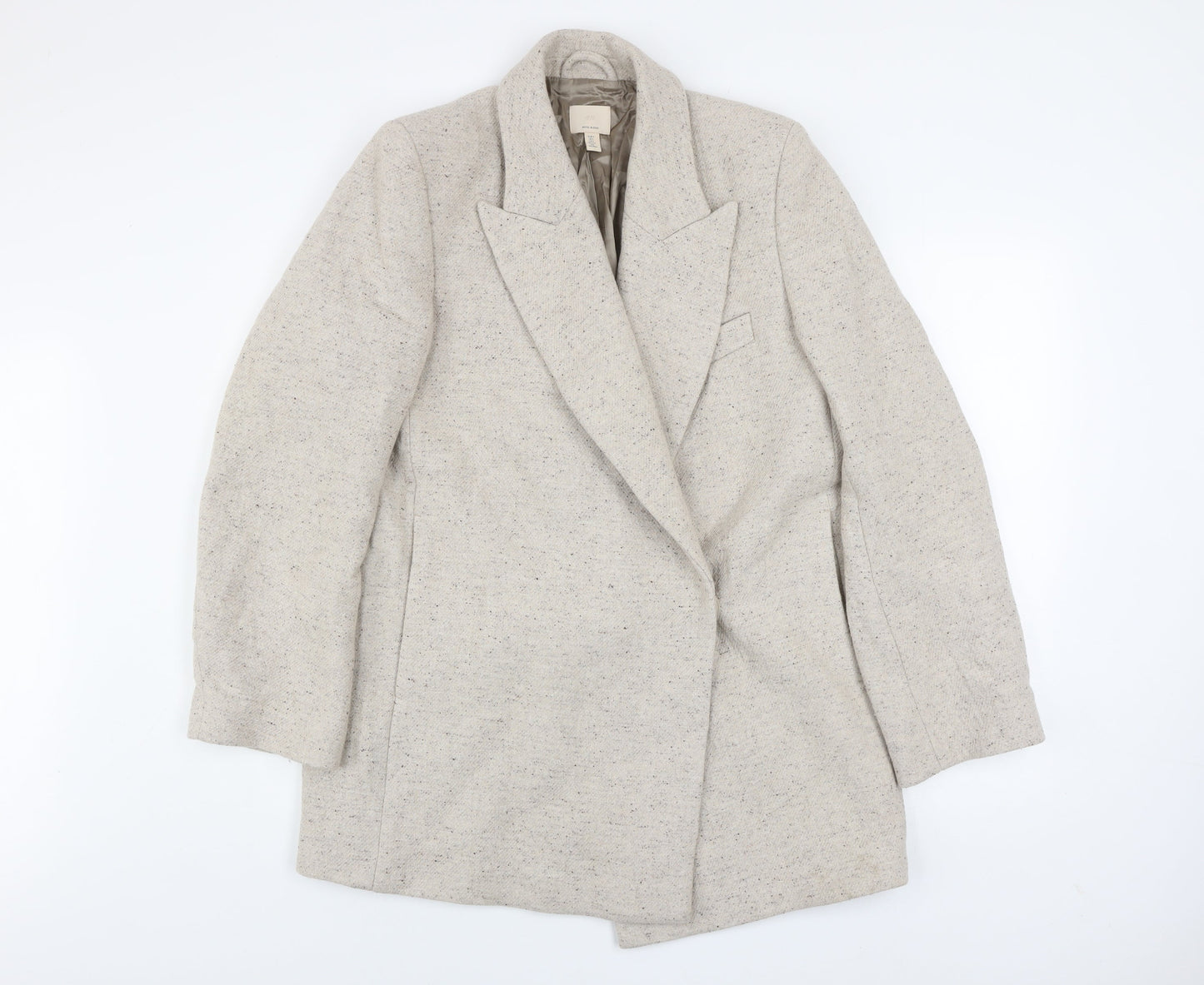 H&M Men's Beige Wool Blend Mid-Length Blazer Jacket Size S