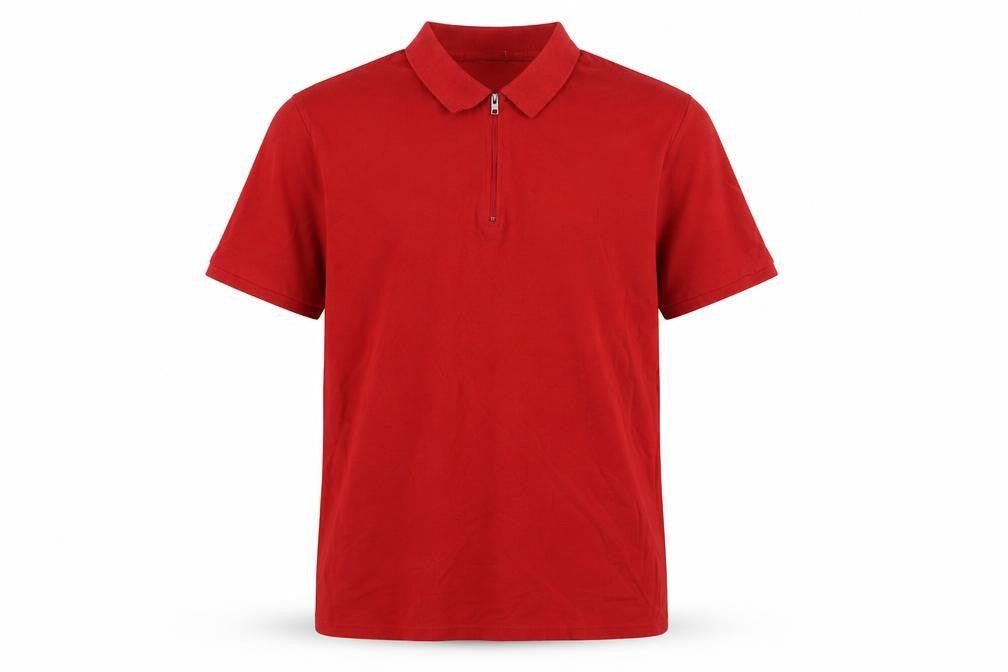 Jacamo Men's Red Cotton Collared Zip Polo Shirt XL