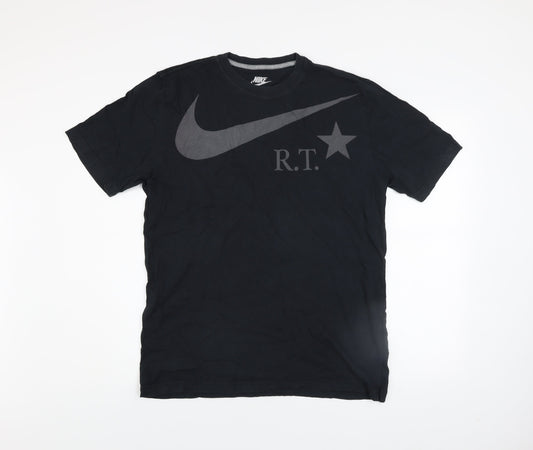 Nike Men's Black R.T. Swoosh Logo Regular Fit Cotton T-Shirt L