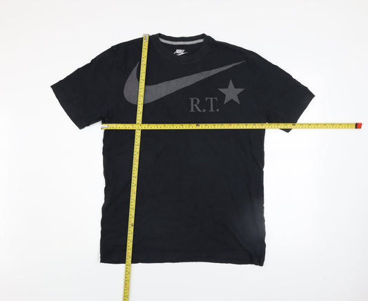 Nike Men's Black R.T. Swoosh Logo Regular Fit Cotton T-Shirt L