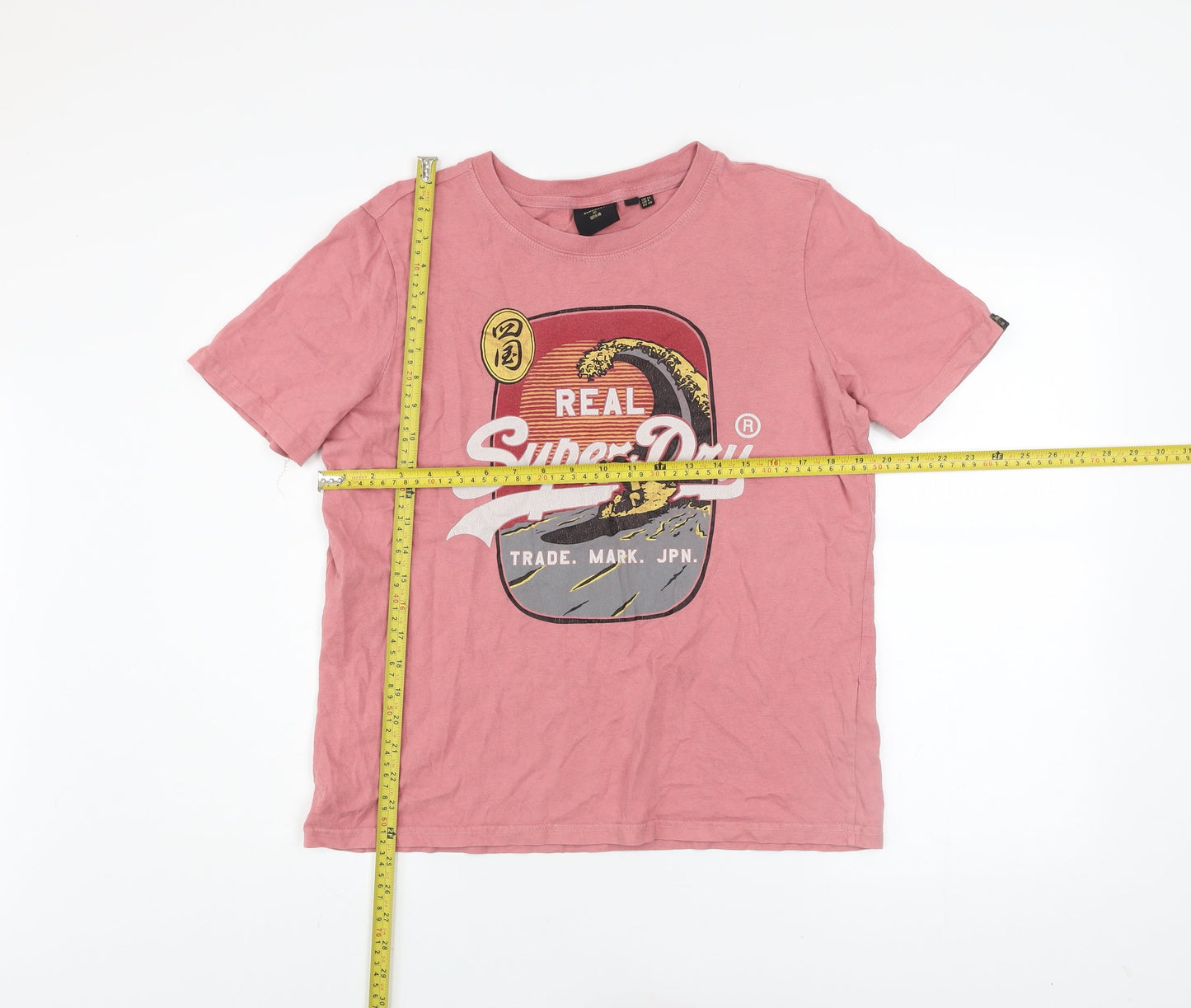 Superdry Womens Pink Graphic Logo T-Shirt UK 12 Short Sleeve Cotton