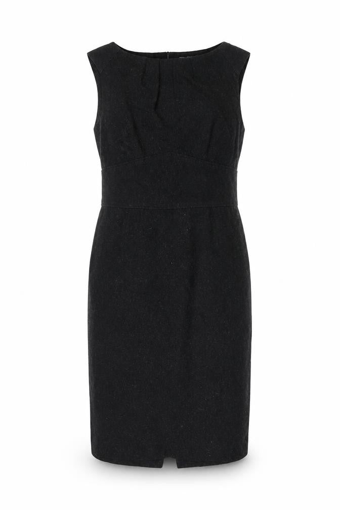 ZARA BASIC Women Black Wool Sheath Dress Size 14 Sleeveless Knee Length