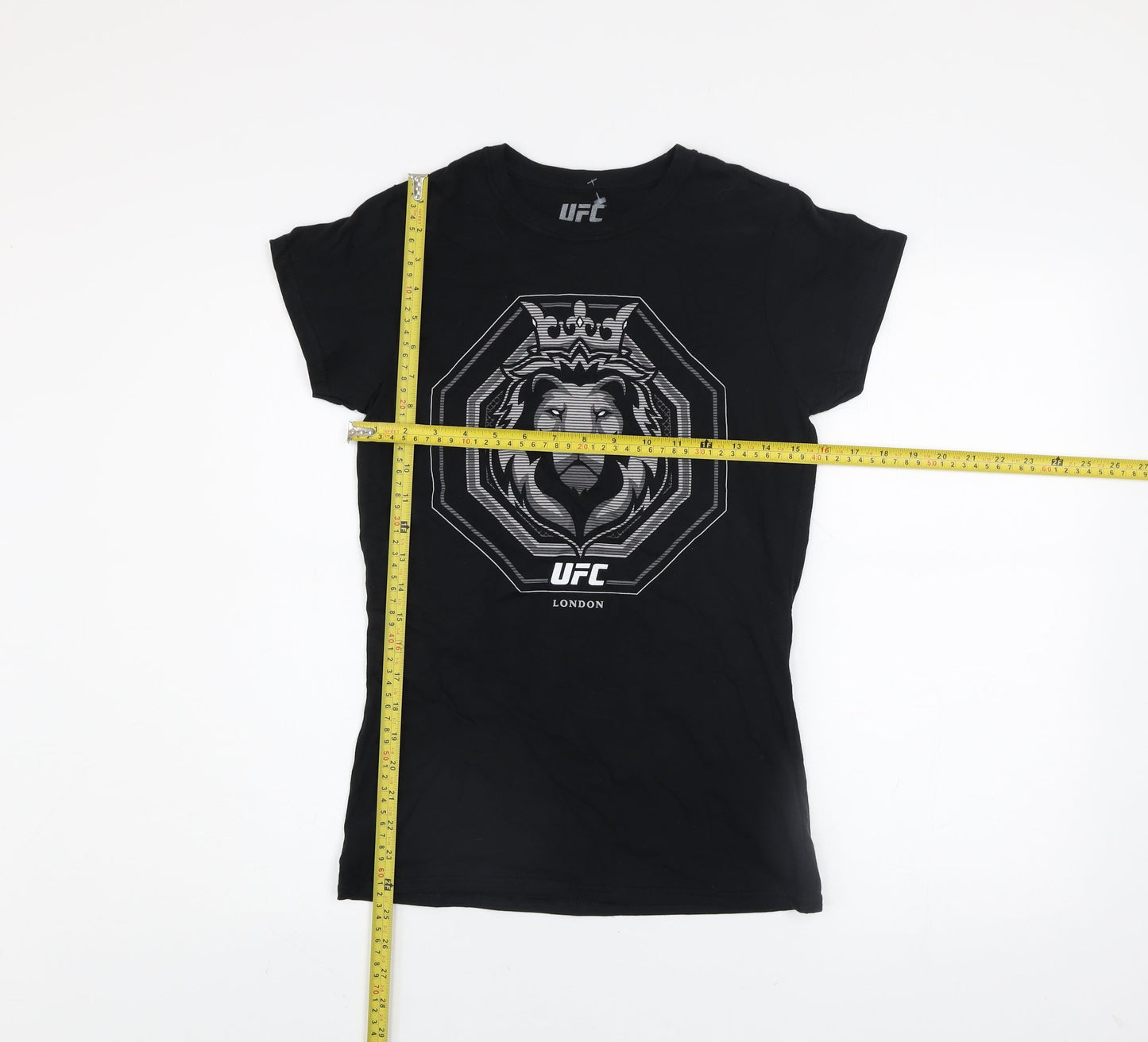 UFC Men's Black Lion Logo London Short Sleeve Cotton T-Shirt - M