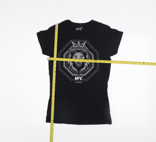 UFC Men's Black Lion Logo London Short Sleeve Cotton T-Shirt - M