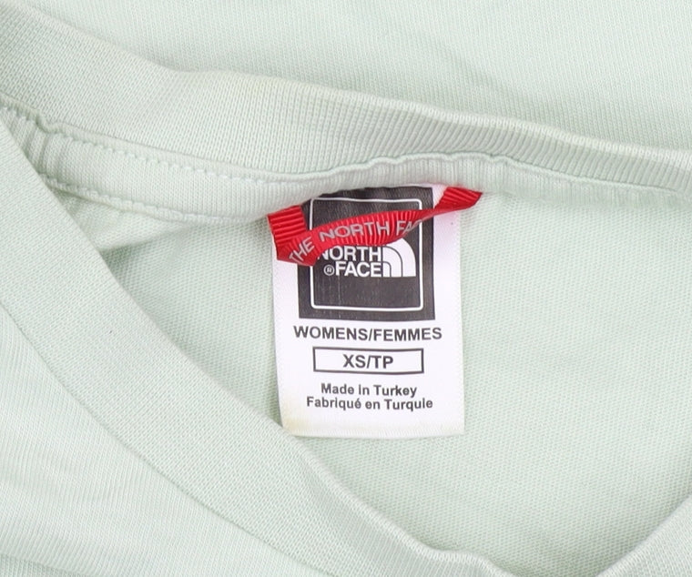 Womens UK Size XS The North Face Green 100% Cotton T-Shirt