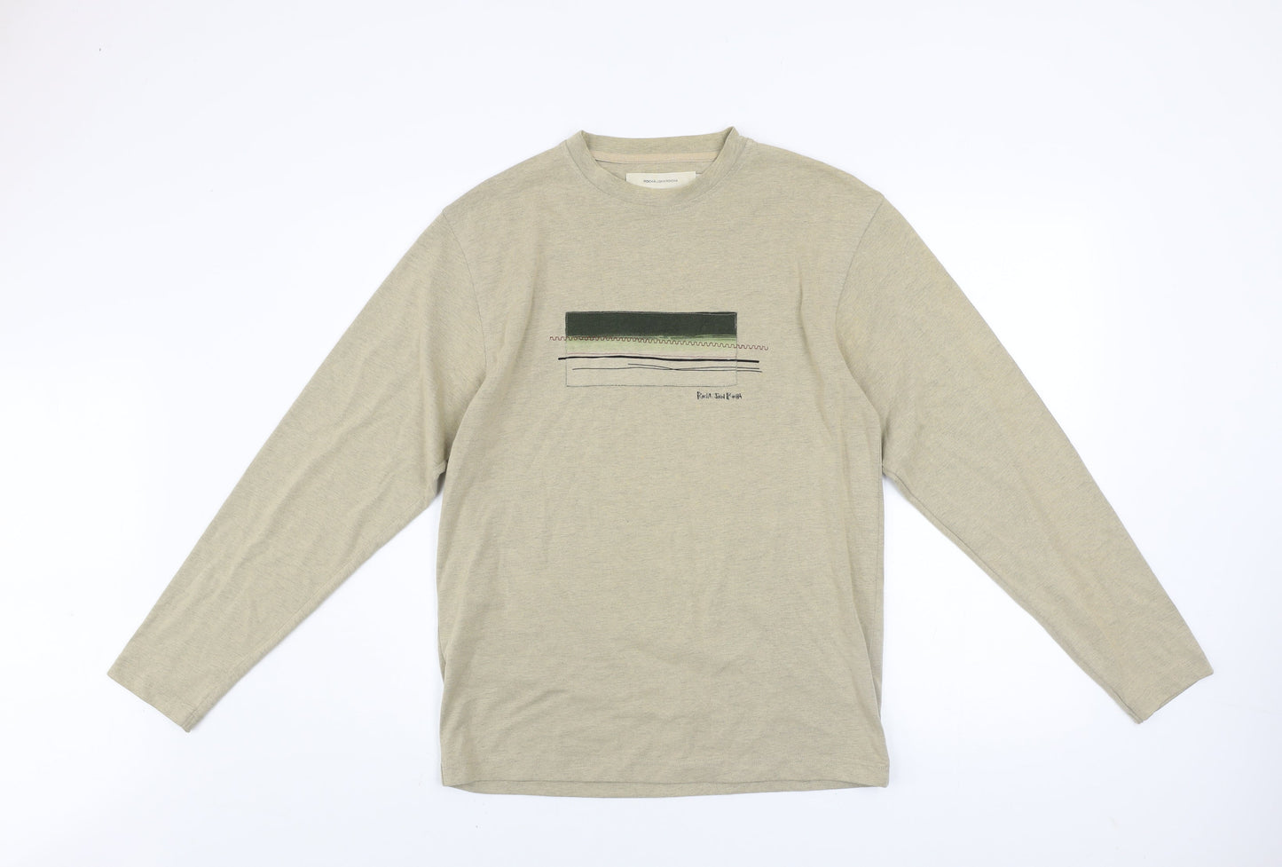 Rocha John Rocha Men's Beige Long Sleeve Cotton Blend Casual Top Size S