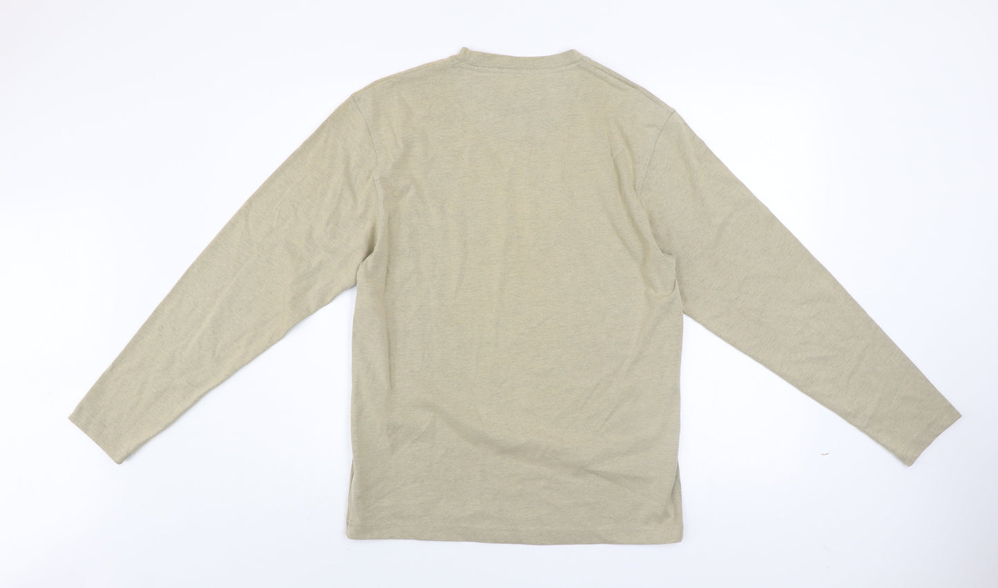 Rocha John Rocha Men's Beige Long Sleeve Cotton Blend Casual Top Size S