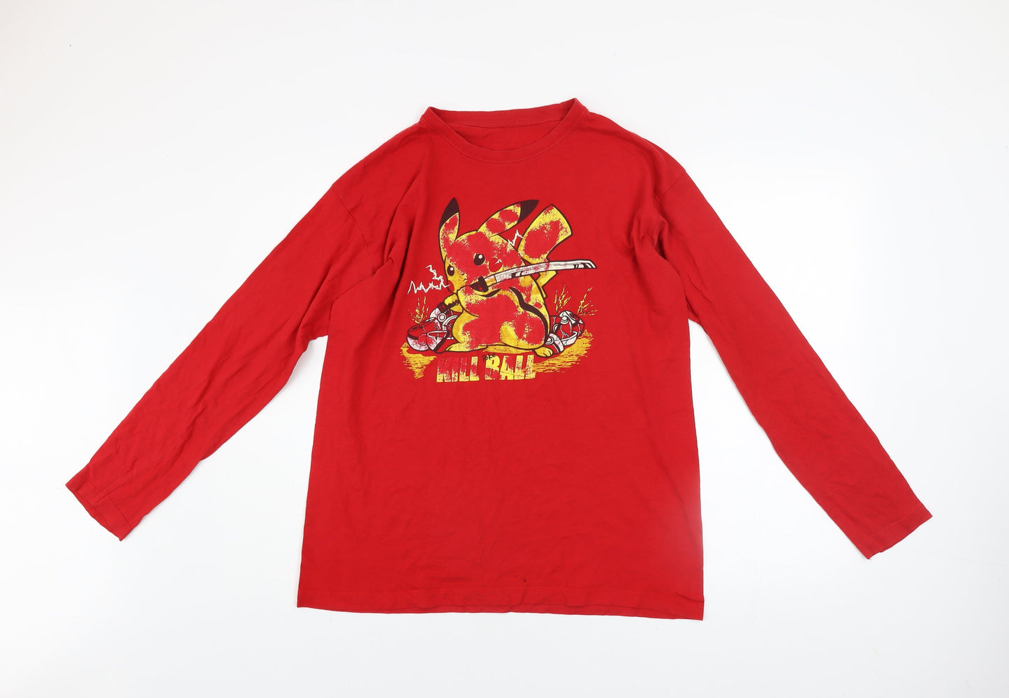 FK Official Red Pikachu Long Sleeve Cotton Anime Graphic Top Men’s M