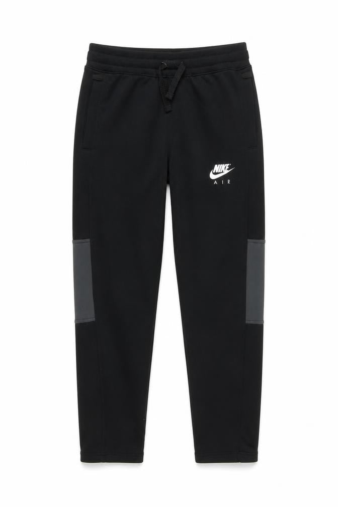 Front view of Nike boys’ black jogger trousers, size 13, years polyester blend activewear