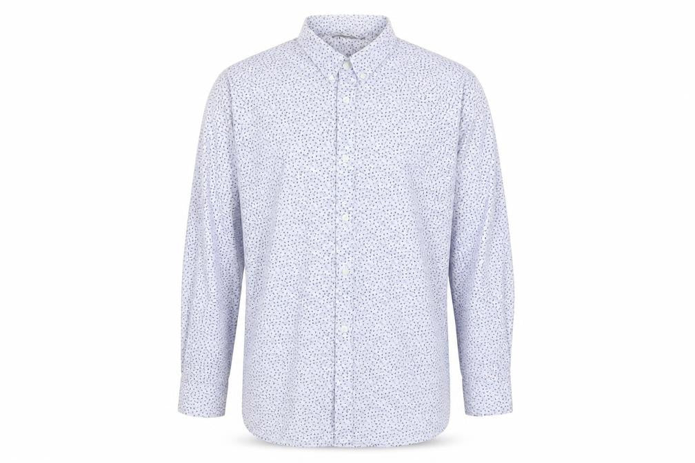 French Connection Men's Blue Floral Cotton Button-Up Shirt 2XL