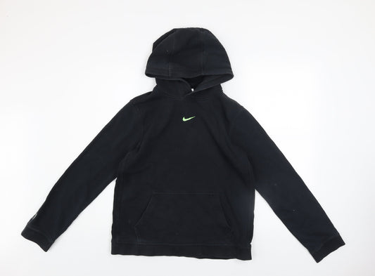 Nike Boys Black XL Hoodie Pullover Fleece Sweatshirt with Green Logo