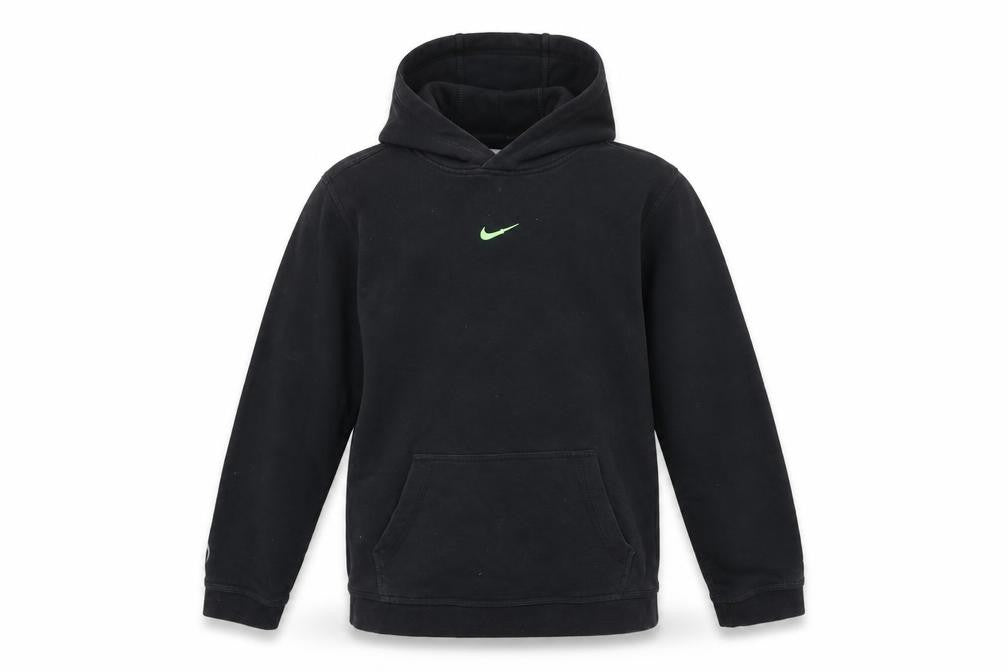 Nike Boys Black XL Hoodie Pullover Fleece Sweatshirt with Green Logo