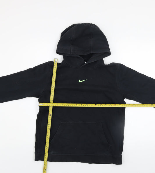 Nike Boys Black XL Hoodie Pullover Fleece Sweatshirt with Green Logo