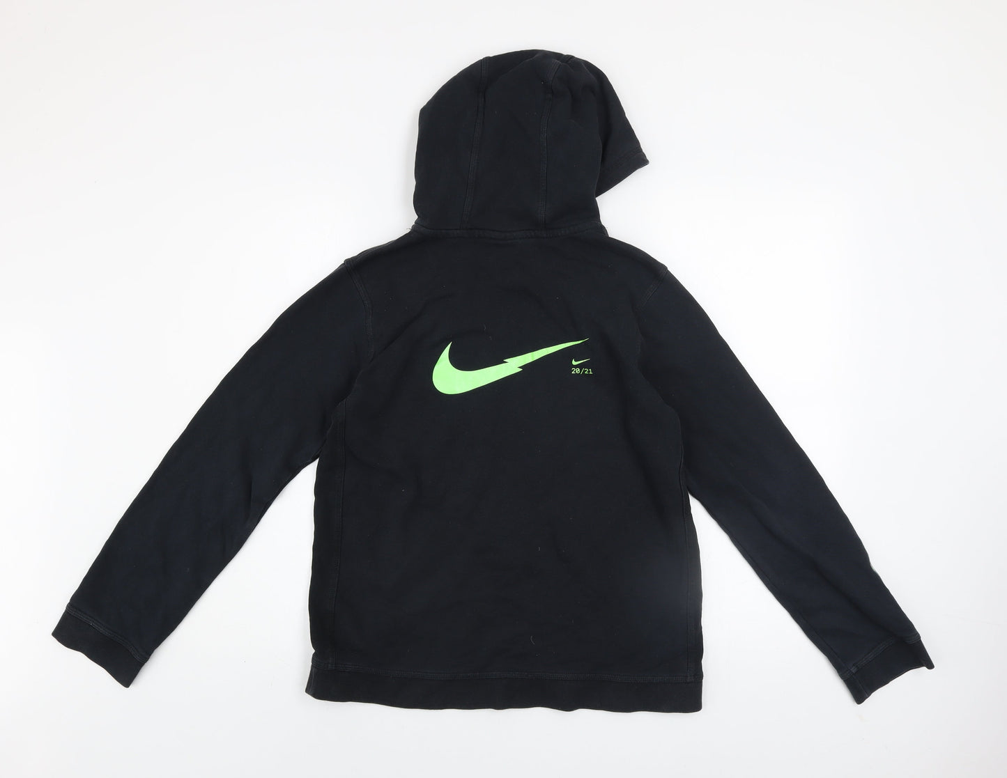 Nike Boys Black XL Hoodie Pullover Fleece Sweatshirt with Green Logo