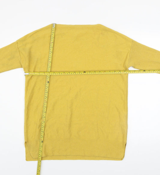 Womens UK 12 Regular Joules Yellow Pullover Tight-Knit