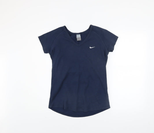 Nike Women's Blue V-Neck Short Sleeve Basic T-Shirt Size L