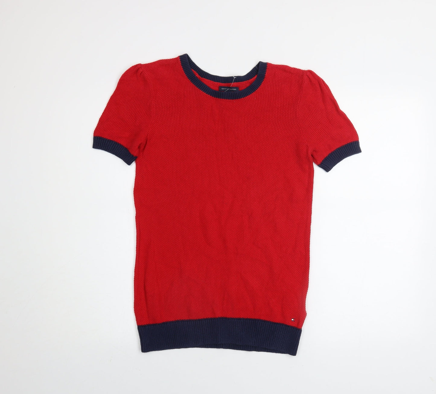 Tommy Hilfiger Men Red Knit Crew Neck Short Sleeve Jumper M