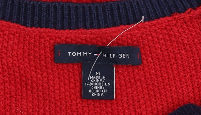 Tommy Hilfiger Men Red Knit Crew Neck Short Sleeve Jumper M