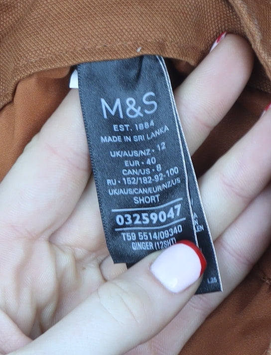 Marks and Spencer Men's Brown Linen Chino Trousers Size 12 Regular Fit
