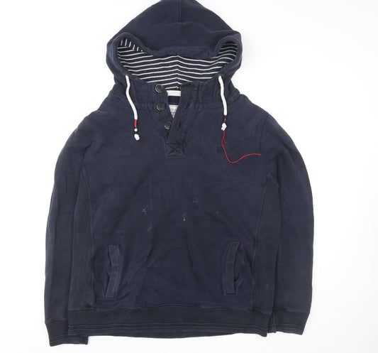 Unisex Adults UK XL Regular FatFace Blue Henley Hoodie