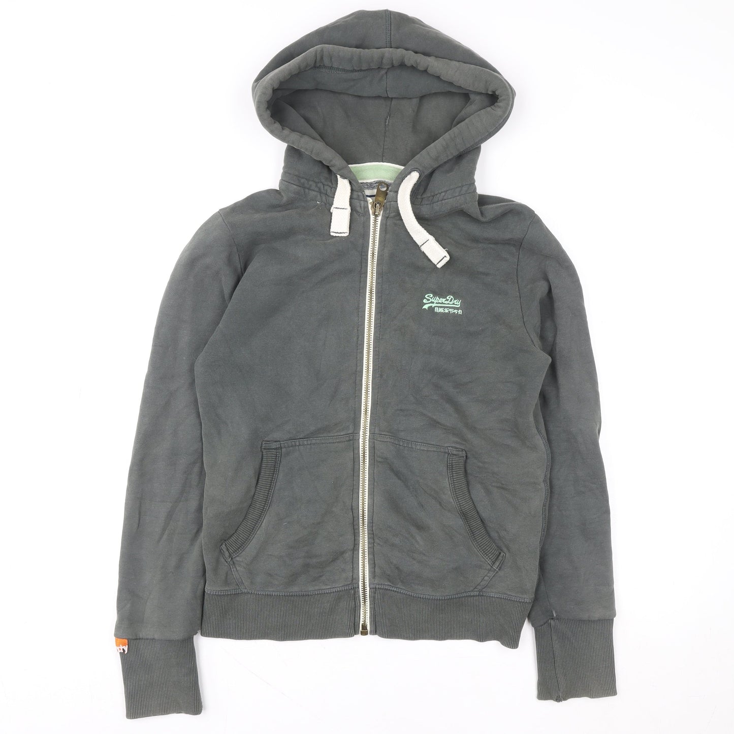 Superdry Men's Grey Full Zip Hoodie Size L Cotton Blend