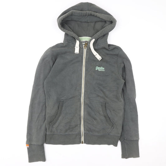 Superdry Men's Grey Full Zip Hoodie Size L Cotton Blend