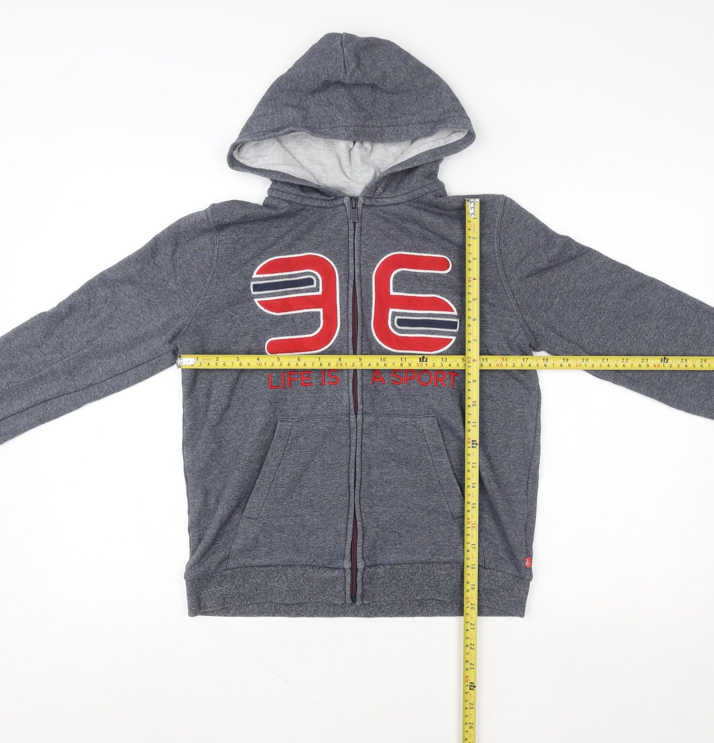 Okaidi Boys Grey Full Zip Hoodie 14 Years Graphic Sport Design