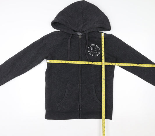 Mens UK M Regular Jack Wills Black Full Zip Hoodie