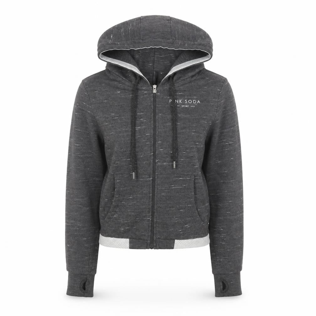Pink Soda Sport Women's Grey Full Zip Hoodie UK 10 Polyester Cotton Blend
