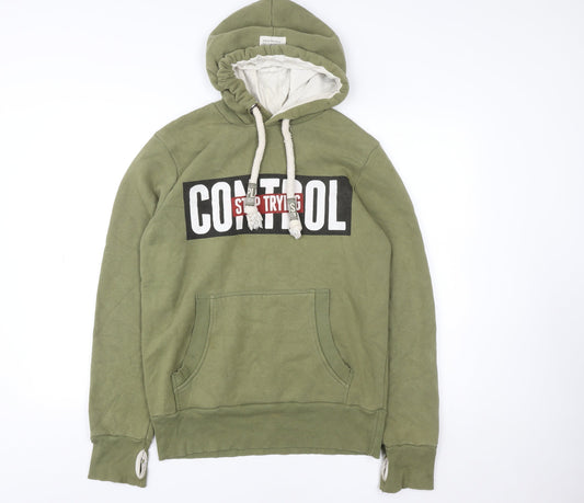 Plus Eighteen Men's Green Pullover Hoodie L Graphic Print Cotton Blend