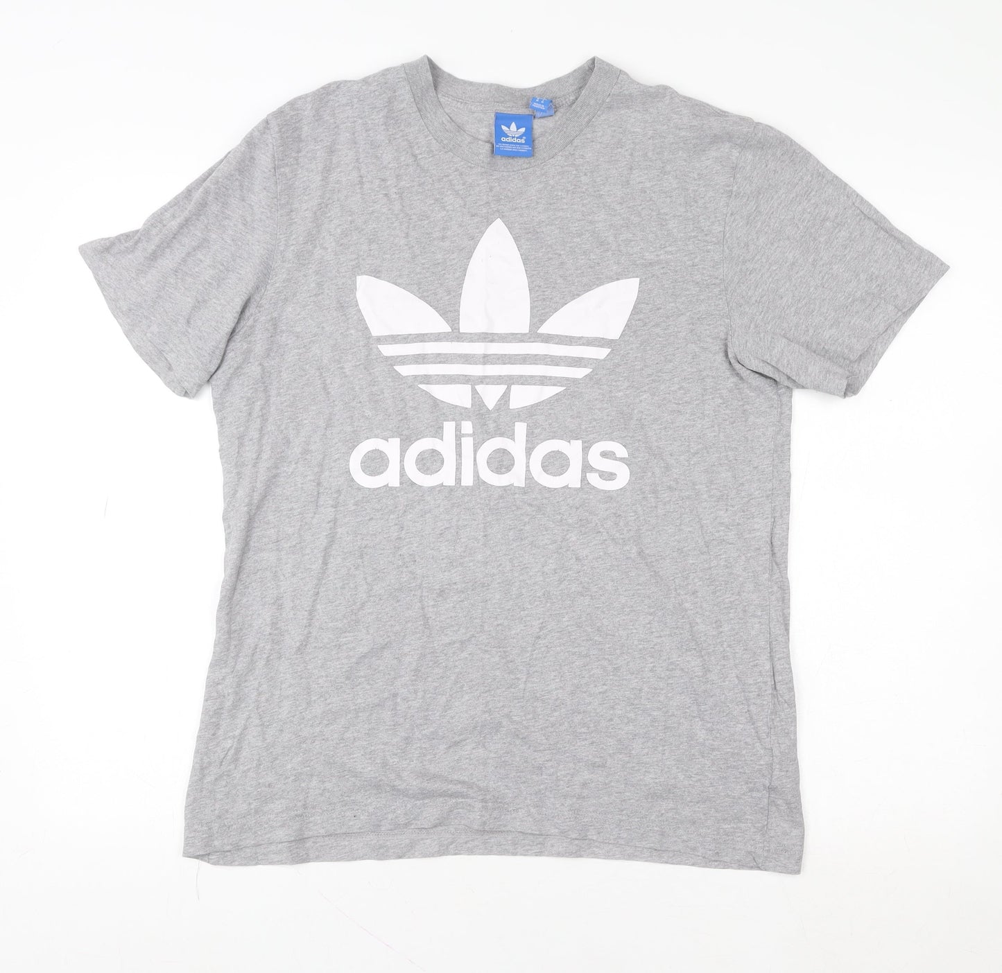 Adidas Men's Grey Trefoil Logo T-Shirt Size M Short Sleeve
