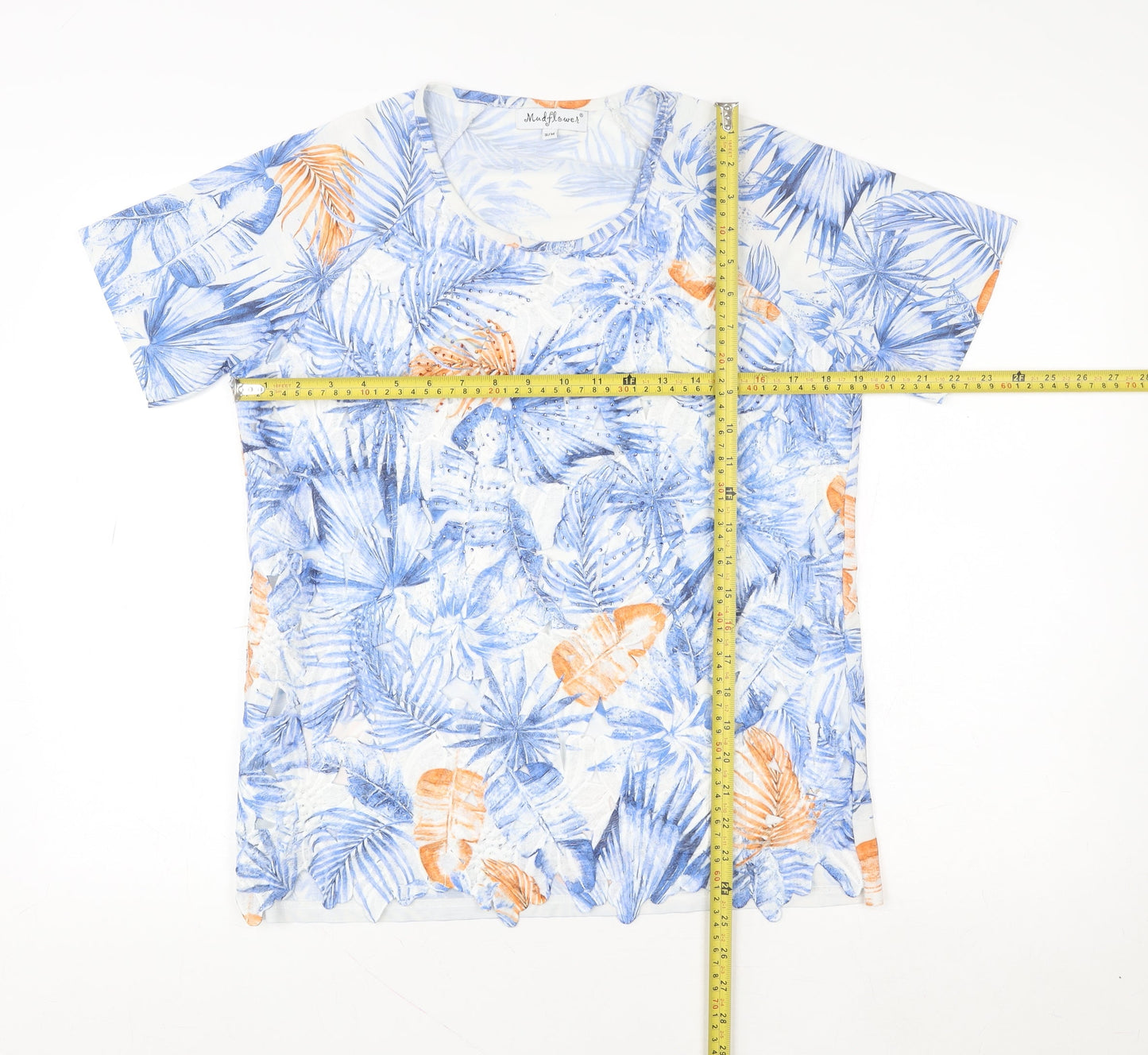 Mudflower Women's Multicoloured Tropical Short Sleeve T-Shirt S