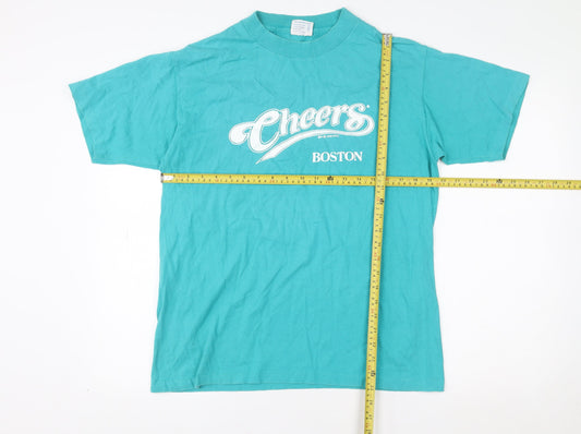 Vintage Tee Jays Women's Blue Cheers Boston 90s Cotton T-Shirt L