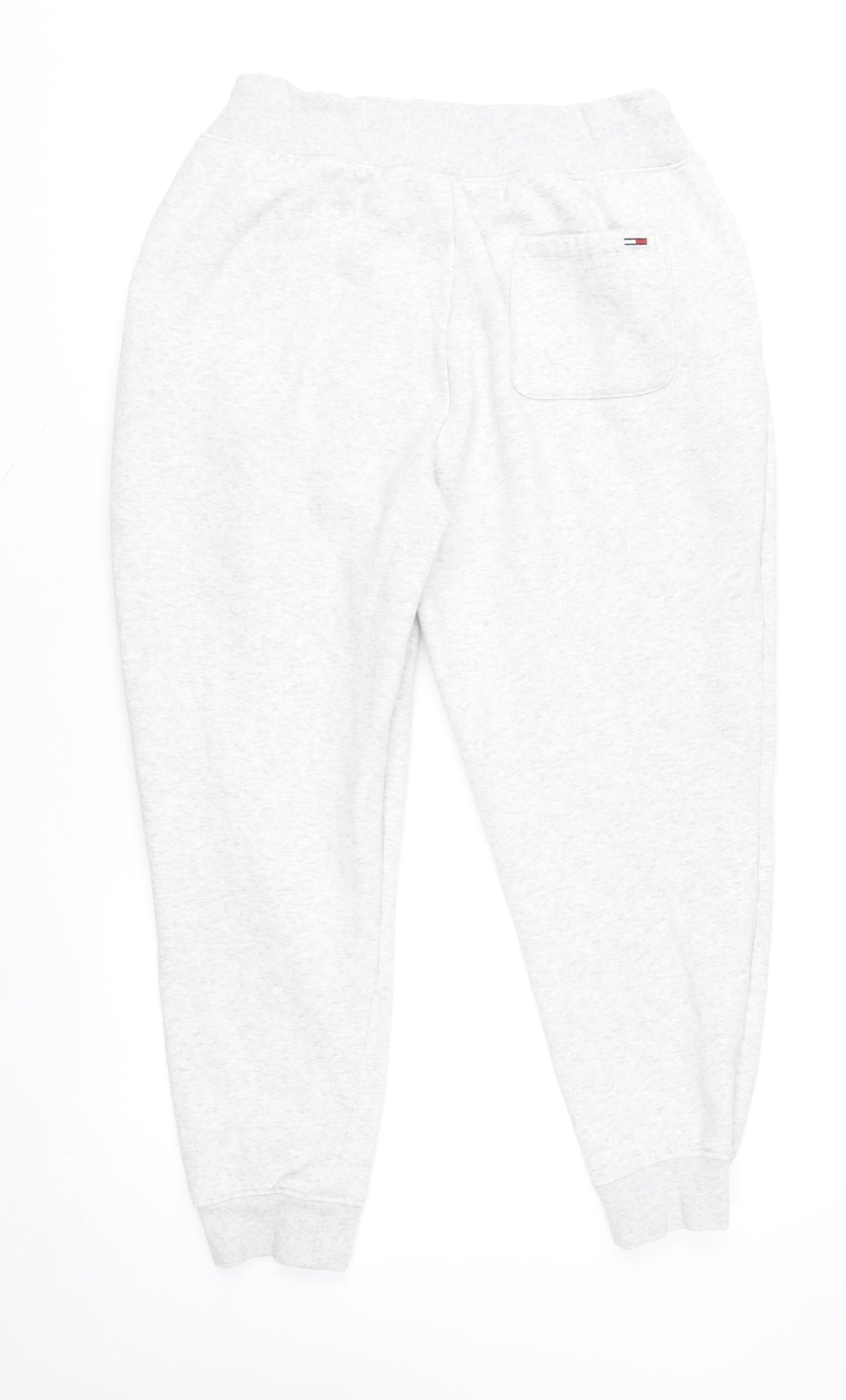 Tommy Jeans Women's Grey L Jogger Trousers with Logo and Cuffed Hem