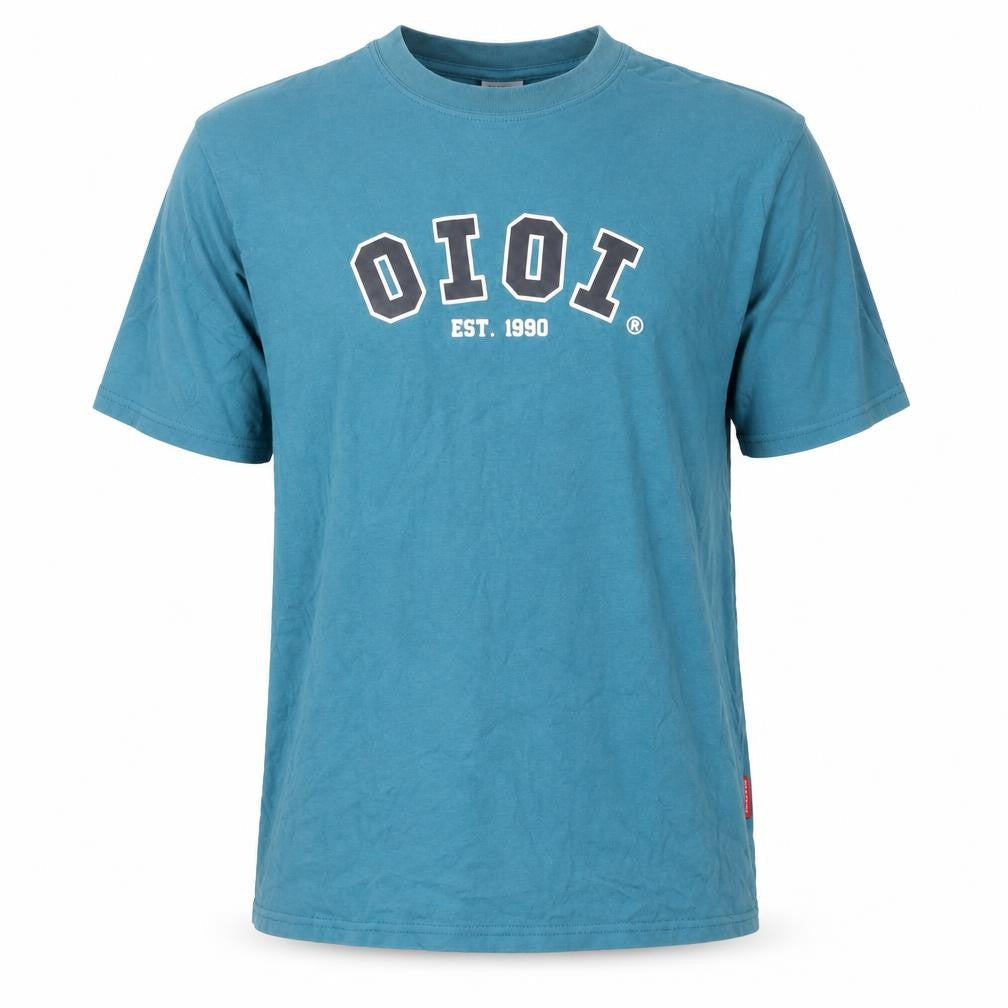 5252 by O!Oi Men Blue Graphic College T-Shirt L Regular Fit Cotton