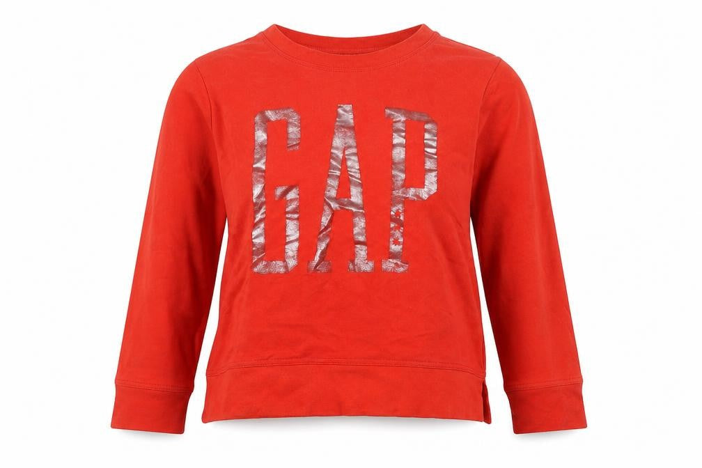 Gap Womens Red Cotton Logo Pullover Sweatshirt Size M