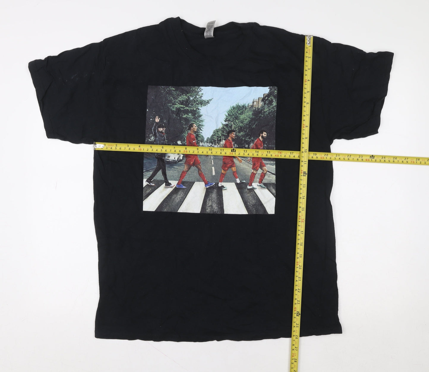 Gildan Men's Black Graphic Music Funny Heavy Cotton T-Shirt Size L