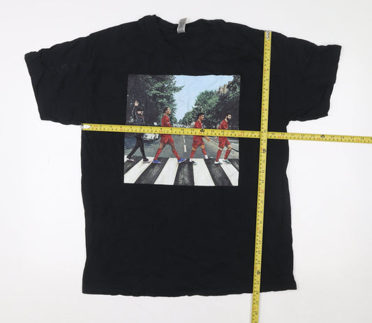 Gildan Men's Black Graphic Music Funny Heavy Cotton T-Shirt Size L