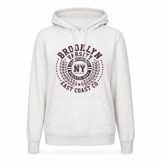 Primark Women Beige XS Pullover Hoodie Brooklyn Varsity Print Casual