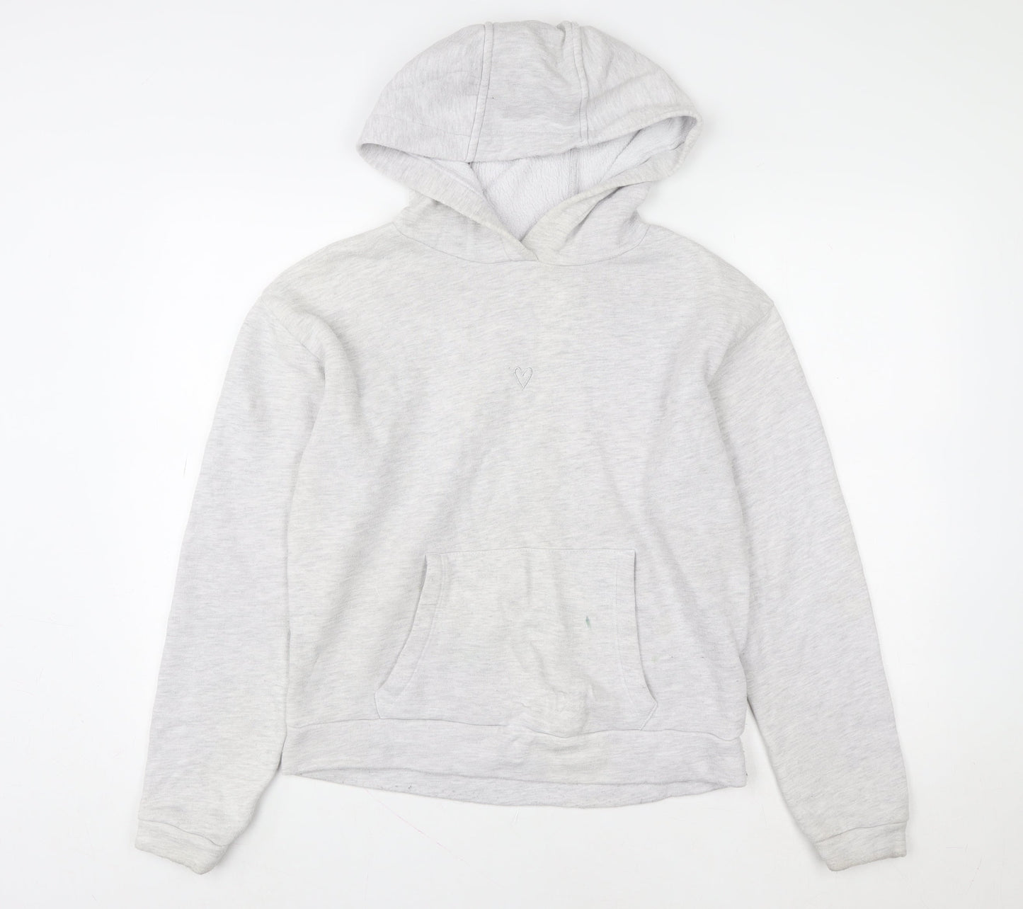Topshop Women Grey Size 8 Pullover Hoodie with Kangaroo Pocket