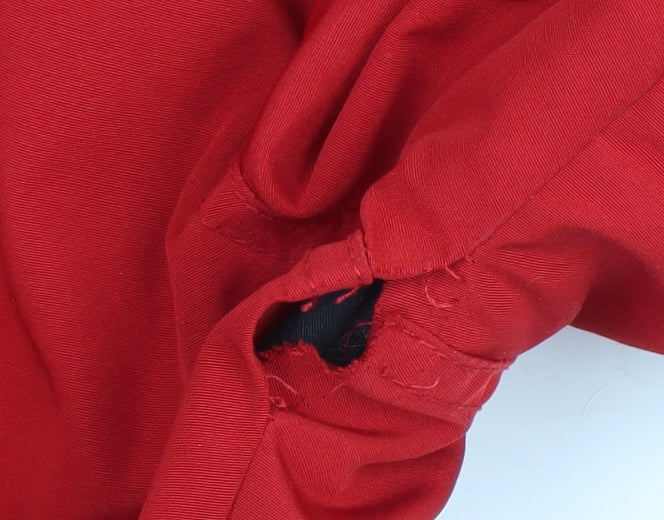 Superdry Women Red Hooded Parka Jacket Size 6 Short Softshell Zip