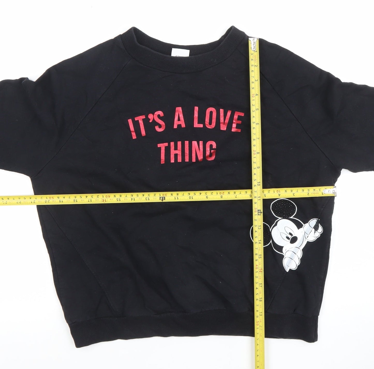 Disney Women Black Mickey Mouse Slogan Pullover Sweatshirt S