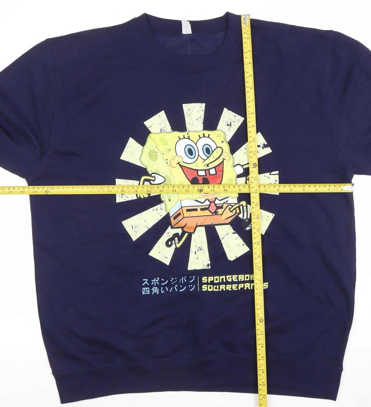 Just Hoods AWDis Men’s Blue SpongeBob Graphic 2XL Pullover Sweatshirt