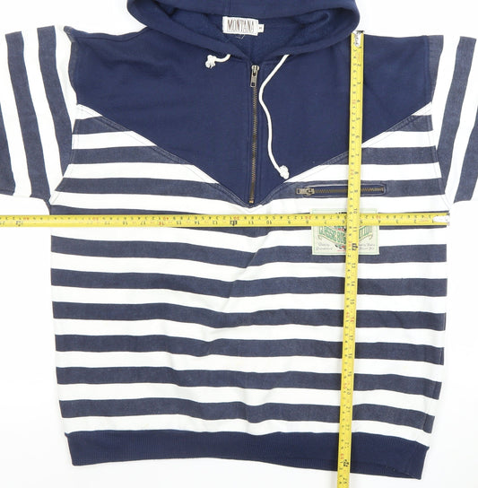 Montana Men's Blue Striped Half Zip Pullover Hoodie Size M