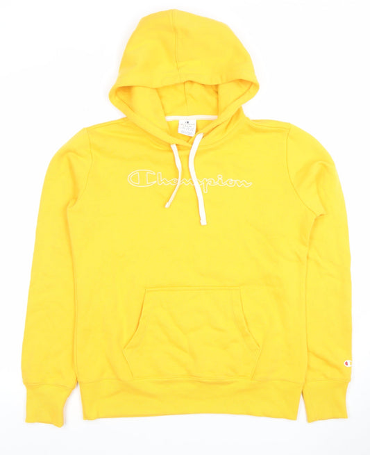Champion Women's Yellow Pullover Hoodie Large Cotton Blend