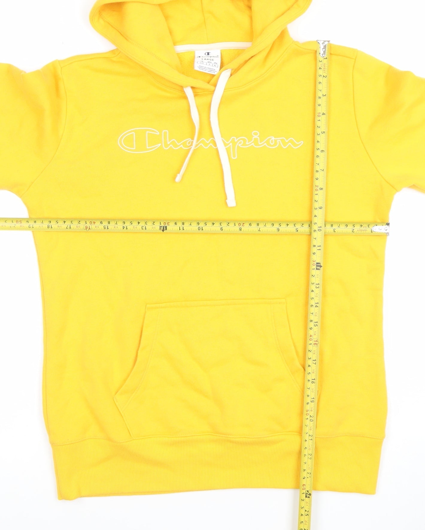 Womens UK L Regular Champion Yellow Pullover Hoodie