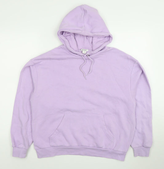 Monki Women Lilac Hoodie Medium Cotton Blend Drawstring Pullover